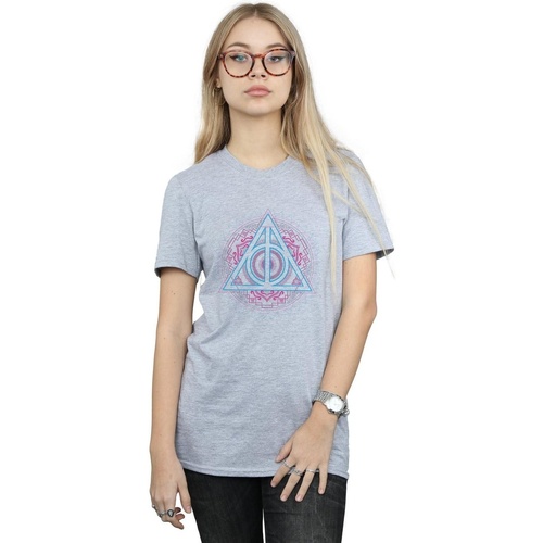 Vêtements Femme T-shirts manches longues Harry Potter Neon Deathly Hallows Gris
