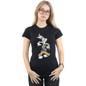 Vêtements Femme T-shirts manches longues Dessins Animés Bugs Bunny Rapper Noir