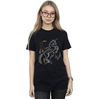 Vêtements Femme T-shirts manches longues Harry Potter Unicorn Line Art Noir