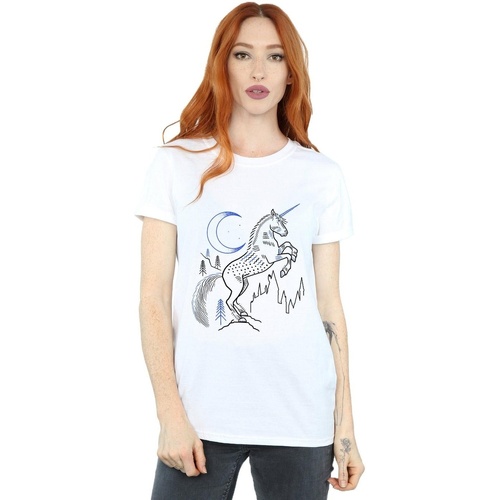 Vêtements Femme T-shirts manches longues Harry Potter Unicorn Line Art Blanc