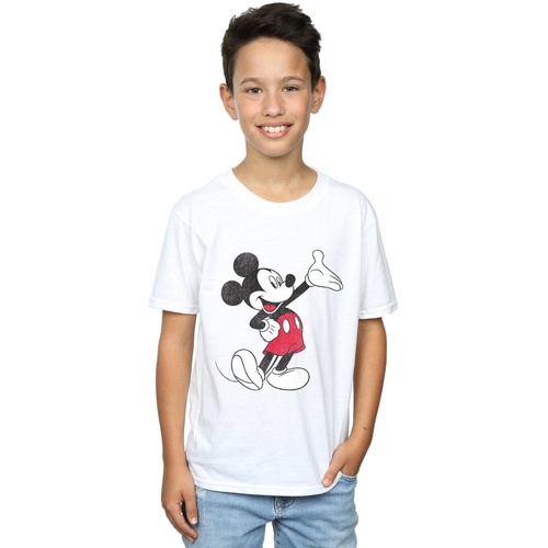Vêtements Garçon T-shirts manches courtes Disney Mickey Mouse Traditional Wave Blanc