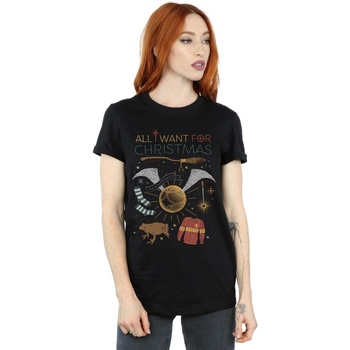 Vêtements Femme T-shirts manches longues Harry Potter All I Want For Christmas Noir