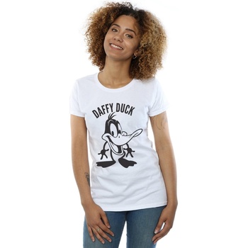 Vêtements Femme T-shirts manches longues Dessins Animés Daffy Duck Large Head Blanc