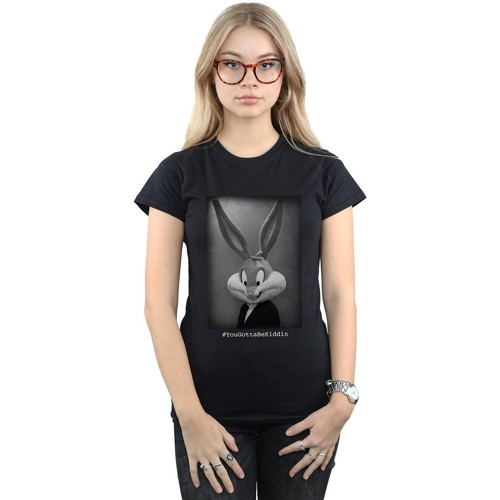 Vêtements Femme T-shirts manches longues Dessins Animés Bugs Bunny Yougottabekiddin Noir