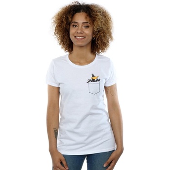 Vêtements Femme T-shirts manches longues Dessins Animés Daffy Duck Faux Pocket Blanc
