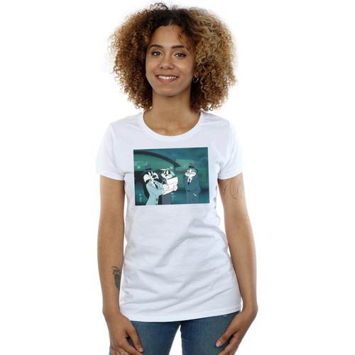 Vêtements Femme T-shirts manches longues Dessins Animés Bugs Bunny Sylvester Letter Blanc