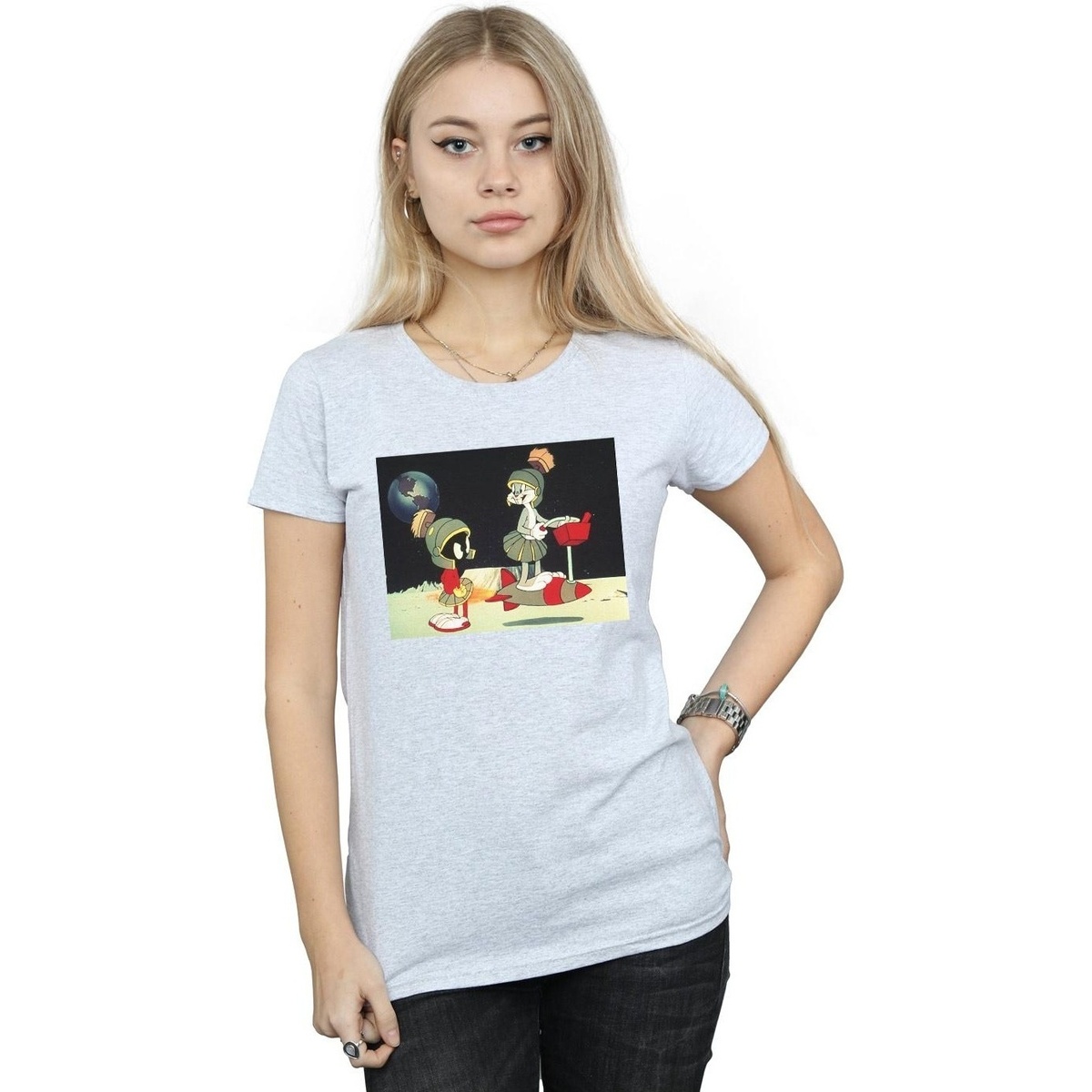 Vêtements Femme T-shirts manches longues Dessins Animés Bugs Bunny Spaced Gris