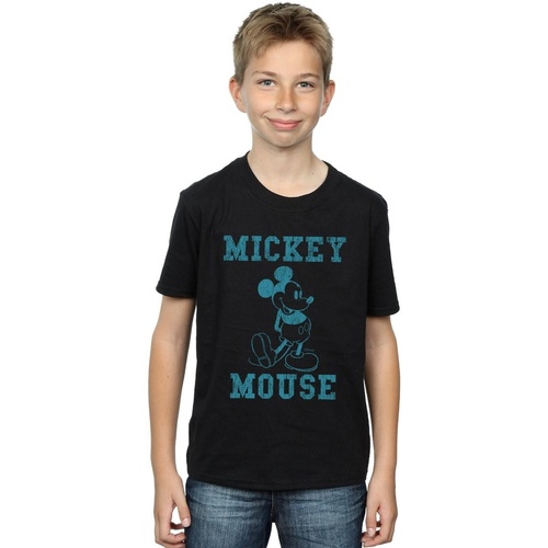Vêtements Garçon T-shirts manches courtes Disney Mickey Mouse Distressed Kick Mono Noir