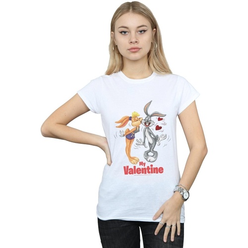 Vêtements Femme T-shirts manches longues Dessins Animés Bugs Bunny And Lola Valentine's Day Blanc