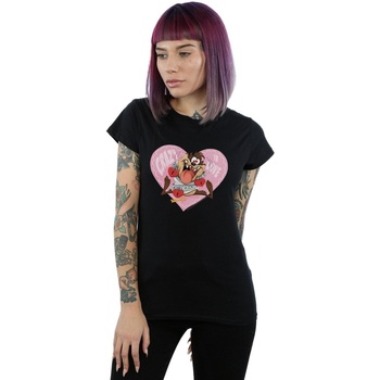 Vêtements Femme T-shirts manches longues Dessins Animés Taz Valentine's Day Crazy In Love Noir