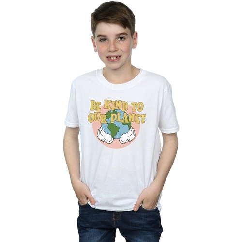 Vêtements Garçon T-shirts manches courtes Disney Mickey Mouse Be Kind To Our Planet Blanc