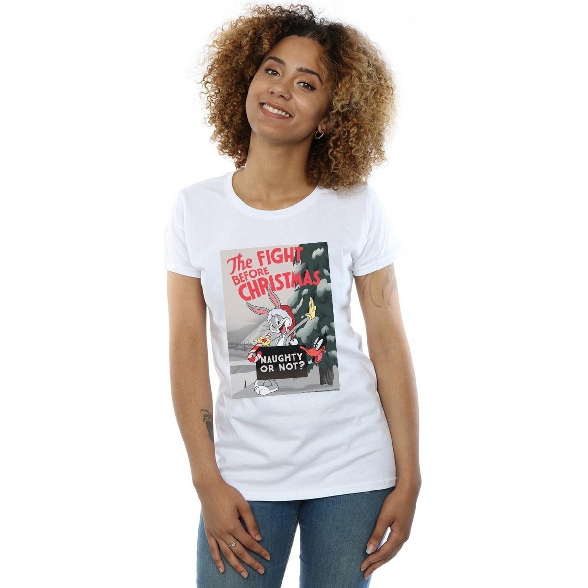 Vêtements Femme T-shirts manches longues Dessins Animés The Fight Before Christmas Blanc