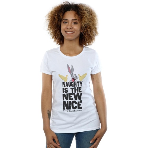 Vêtements Femme T-shirts manches longues Dessins Animés Naughty Is The New Nice Blanc