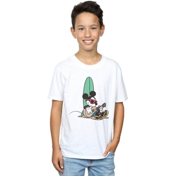 Vêtements Garçon T-shirts manches courtes Disney Mickey Mouse Surf And Chill Blanc