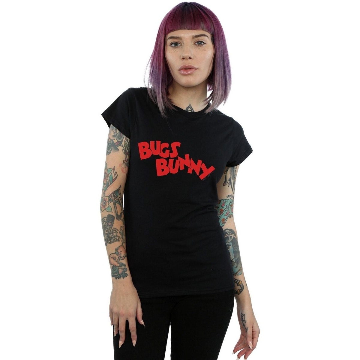 Vêtements Femme T-shirts manches longues Dessins Animés Bugs Bunny Name Noir