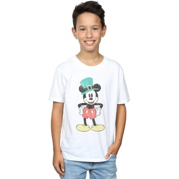 Vêtements Garçon T-shirts manches courtes Disney Mickey Mouse Leprechaun Hat Blanc