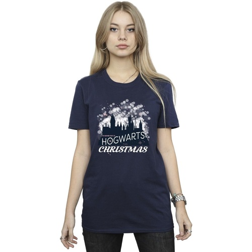 Vêtements Femme T-shirts manches longues Harry Potter Hogwarts Christmas Bleu