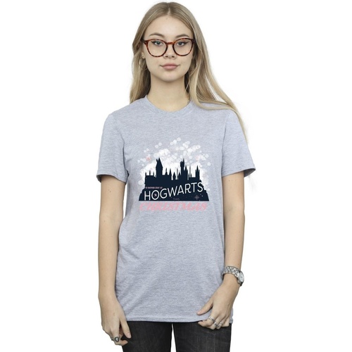 Vêtements Femme T-shirts manches longues Harry Potter Hogwarts Christmas Gris