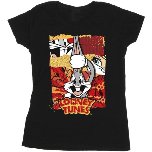Vêtements Femme T-shirts manches longues Dessins Animés Bugs Rabbit Comic New Year Noir