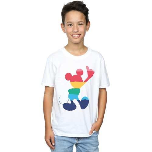 Vêtements Garçon T-shirts manches courtes Disney Mickey Mouse Rainbow Pose Blanc