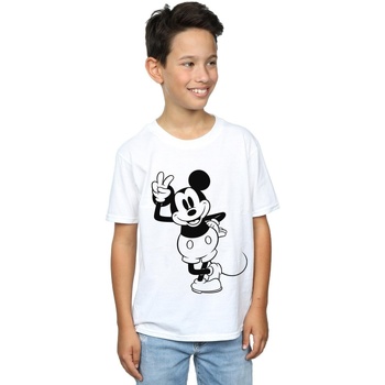 Vêtements Garçon T-shirts manches courtes Disney Mickey Mouse Peace Hand Blanc