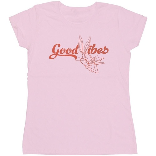 Vêtements Femme T-shirts manches longues Dessins Animés Bugs Bunny Good Vibes Rouge