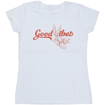Vêtements Femme T-shirts manches longues Dessins Animés Bugs Bunny Good Vibes Blanc