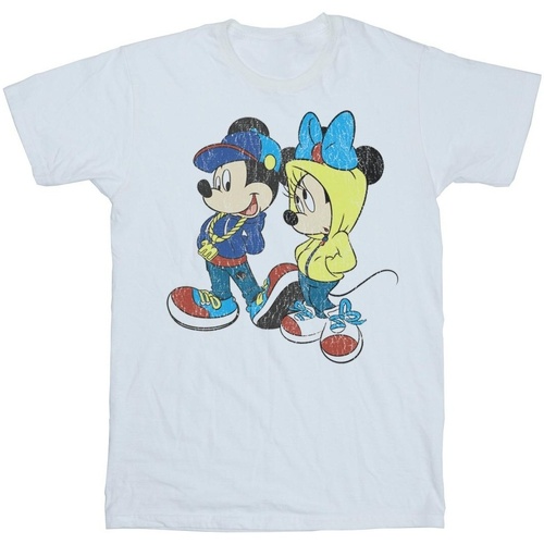 Vêtements Garçon T-shirts manches courtes Disney Mickey And Minnie Mouse Pose Blanc