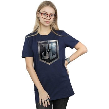 Vêtements Femme T-shirts manches longues Dc Comics Justice League Movie Shield Bleu