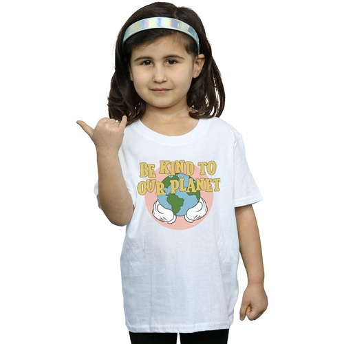 Vêtements Fille T-shirts manches longues Disney Mickey Mouse Be Kind To Our Planet Blanc