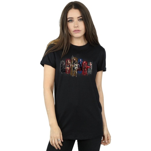 Vêtements Femme T-shirts manches longues Dc Comics Justice League Movie Team Hexagons Noir