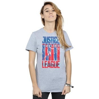 Vêtements Femme T-shirts manches longues Dc Comics Justice League Movie Team Flag Gris