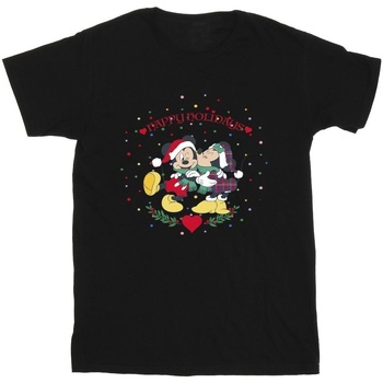 Vêtements Garçon T-shirts manches courtes Disney Mickey Mouse Mickey Minnie Christmas Noir