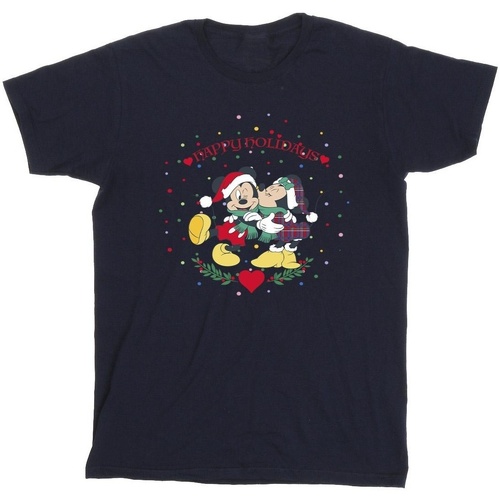 Vêtements Garçon T-shirts manches courtes Disney Mickey Mouse Mickey Minnie Christmas Bleu