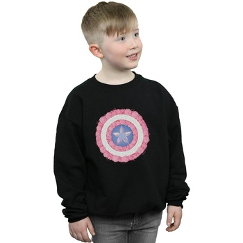 Vêtements Garçon Sweats Marvel Captain America Flowers Shield Noir