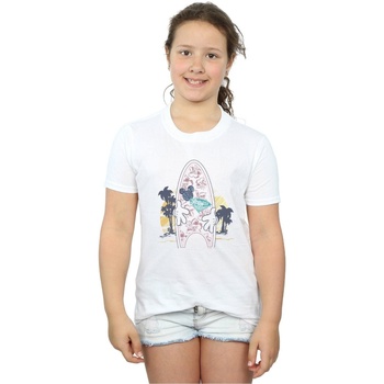 Vêtements Fille T-shirts manches longues Disney Mickey Mouse Surf Fever Blanc