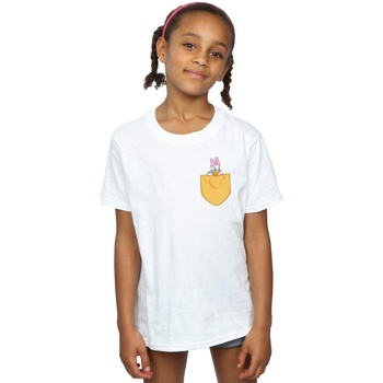 Vêtements Fille T-shirts manches longues Disney Daisy Duck Faux Pocket Blanc