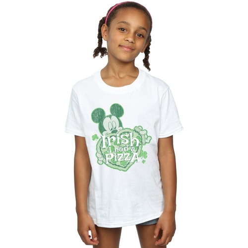 Vêtements Fille T-shirts manches longues Disney Mickey Mouse Shamrock Pizza Blanc