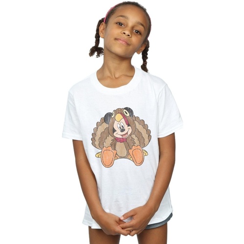 Vêtements Fille T-shirts manches longues Disney Mickey Mouse Thanksgiving Turkey Costume Blanc