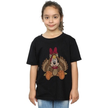 Vêtements Fille T-shirts manches longues Disney Minnie Mouse Thanksgiving Turkey Costume Noir