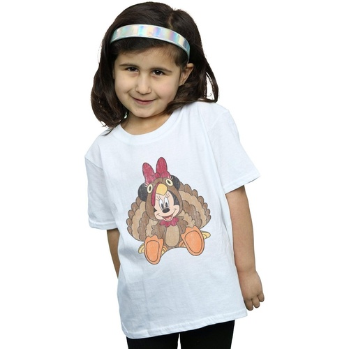 Vêtements Fille T-shirts manches longues Disney Minnie Mouse Thanksgiving Turkey Costume Blanc