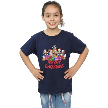 Vêtements Fille T-shirts manches longues Disney Mickey Mouse And Friends Christmas Bleu