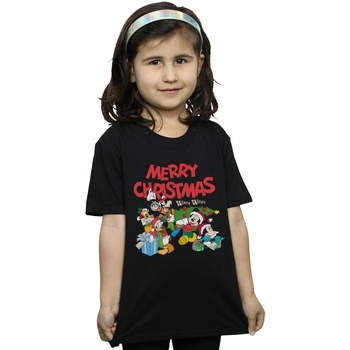 Vêtements Fille T-shirts manches longues Disney Mickey And Friends Winter Wishes Noir