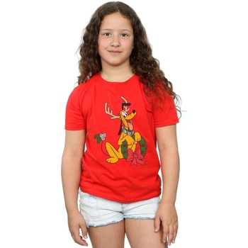 Vêtements Fille T-shirts manches longues Disney Pluto Christmas Reindeer Rouge