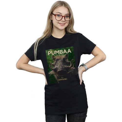 Vêtements Femme T-shirts manches longues Disney The Lion King Movie Pumbaa Poster Noir