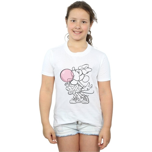 Vêtements Fille T-shirts manches longues Disney Minnie Mouse Gum Bubble Blanc