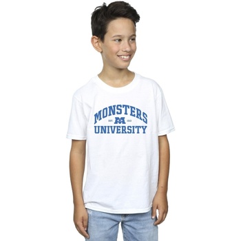 Vêtements Garçon T-shirts manches courtes Disney Monsters University Logo Blanc