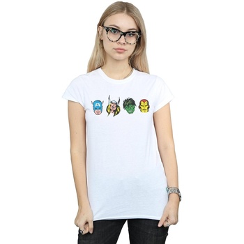 Vêtements Femme T-shirts manches longues Marvel Avengers Comic Heads Blanc
