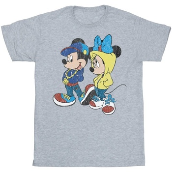 Vêtements Fille T-shirts manches longues Disney Mickey And Minnie Mouse Pose Gris