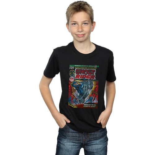 Vêtements Garçon T-shirts manches courtes Marvel Ghost Rider Distressed Comic Cover Noir